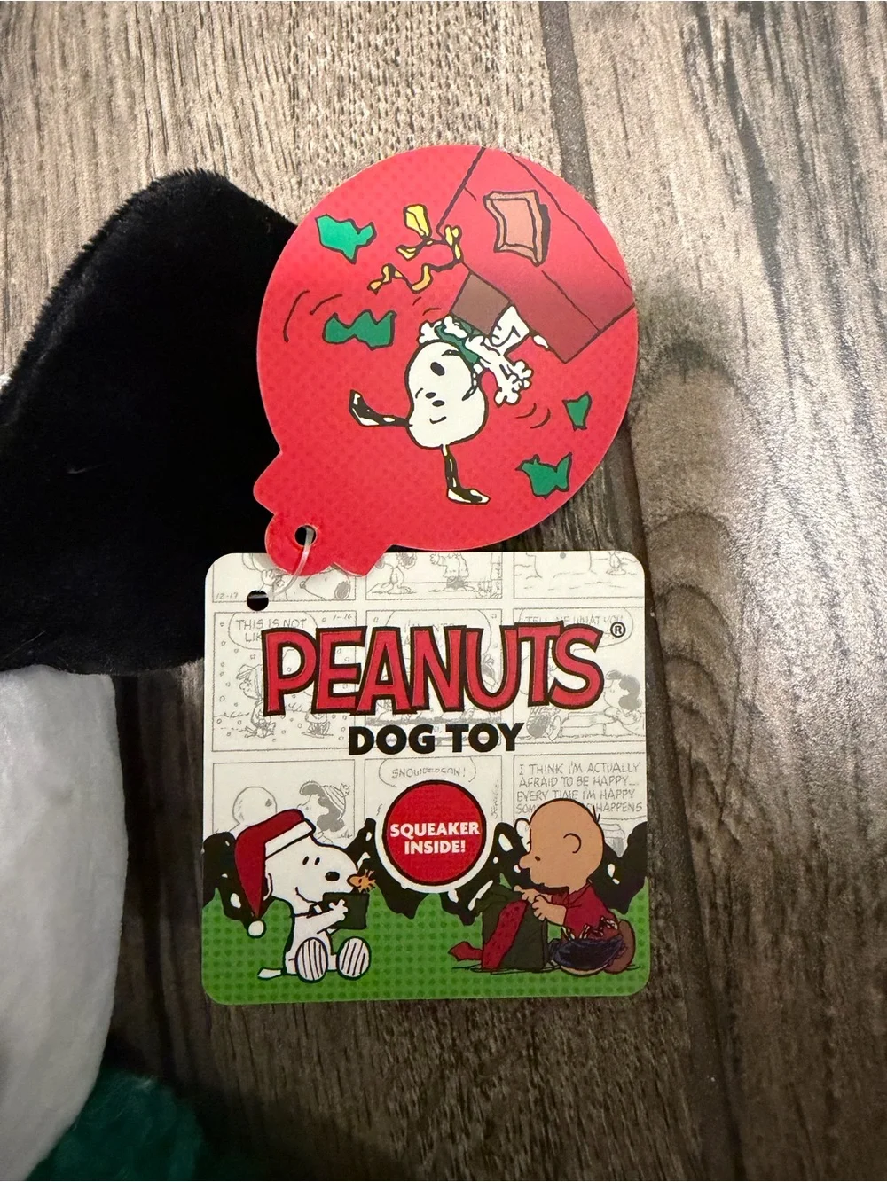Peanuts Snoopy Holiday Wreath Plush Squeaky Dog Toy NWT Christmas